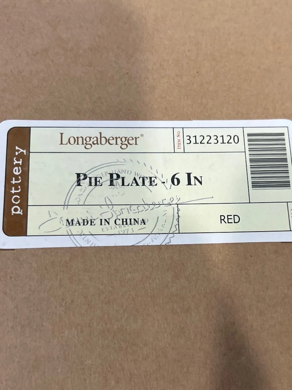Longaberger Pie Plate 6 inch Red